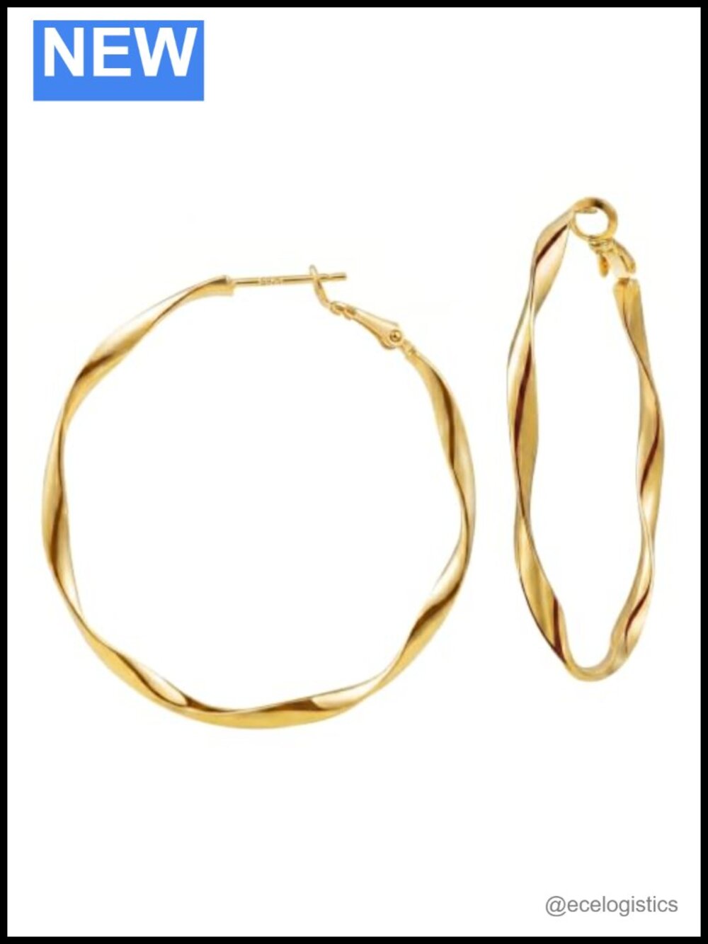18K Gold Plated Twisted Big Hoop Earrings for Women
